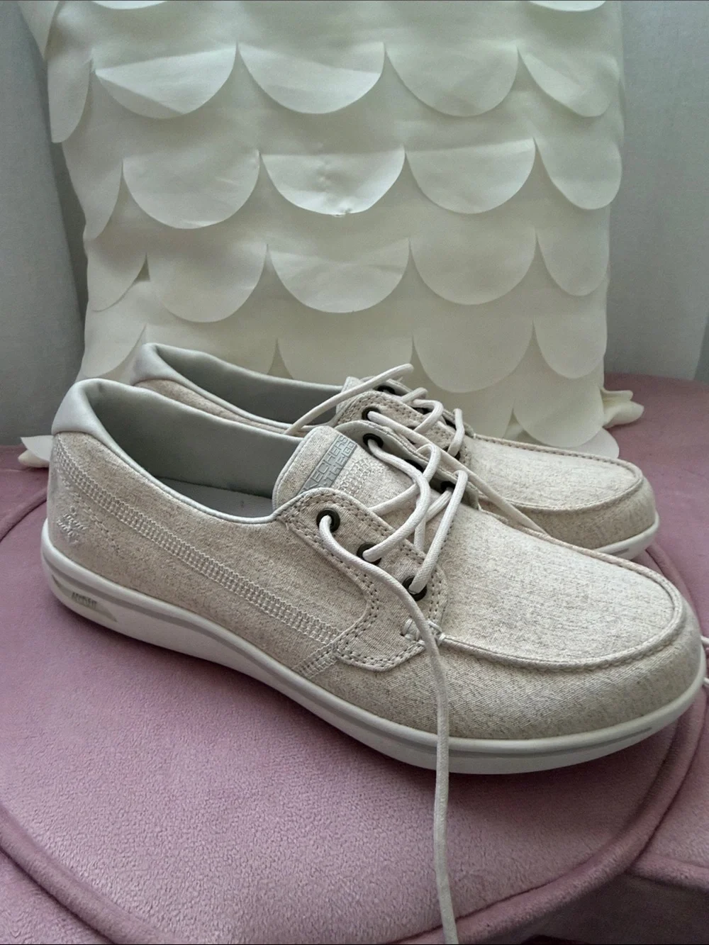 Skechers Men's Light Beige Canvas Boat Shoes